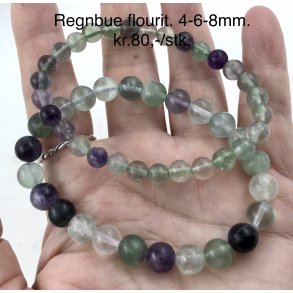 Flourit regnbue. 4,6,8mm. 16-20cm. 