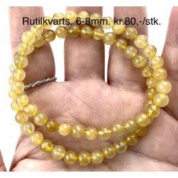 Rutil kvarts armbnd. 6, 8mm. 16-20cm frit valg. 