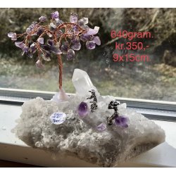 Bjergkrystal+ametyst med minerarbejde, 640gram. 