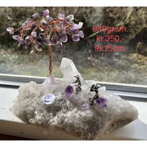 Bjergkrystal+ametyst med minerarbejde, 640gram. 