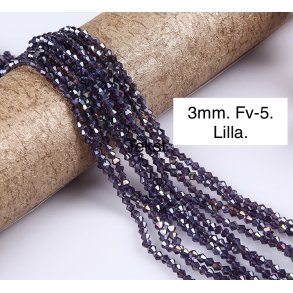 3mm.  Ca.38cm. Spids facet krystal glas perle. Fv-5