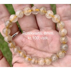 Rutil kvarts armbnd. 6, 8mm. 16-20cm frit valg. 