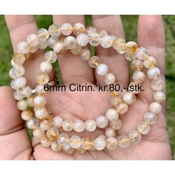 Citrin armbnd, 6, 8mm perle. 16-20cm frit valg. 