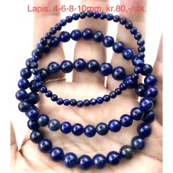 Lapis lazuli armb�nd. 4,6,8mm perle. 16-20cm. Frit valg.