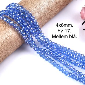 4x6mm. Facet krystal glas perle fv-17