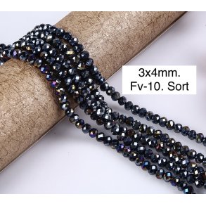 3x4mm. Ca.44cm. Facet krystal glas perle. Fv-10