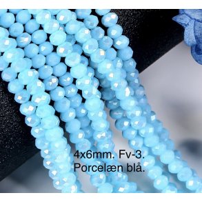 4x6mm. Ca.40cm. Facet krystal glas perle. Porceln farve-3