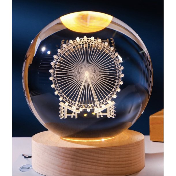 Krystal glas lampe med motiv, 6cm kugle-9
