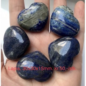 Lapis lazuli hjerte. 30x30x15mm. 