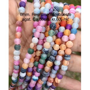 Agat sandblste, blanding fv. 6mm. Ca.38cm. 