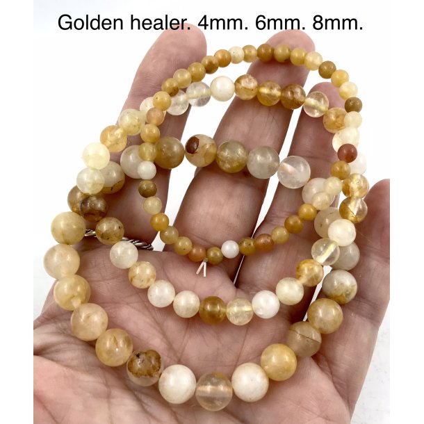 Golden healer armbnd. 4,6,8mm perle. 16-20cm. Frit valg.