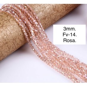 3mm.  Ca.38cm. Spids facet krystal glas perle. Fv-14. 