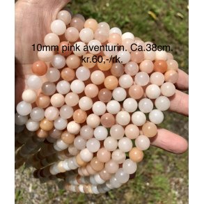 Aventurin pink perle. 10mm. Ca.38cm. 