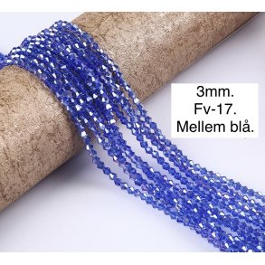 3mm.  Ca.38cm. Spids facet krystal glas perle. Fv-17