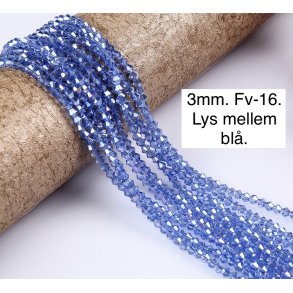 3mm.  Ca.38cm. Spids facet krystal glas perle. Fv-16. 