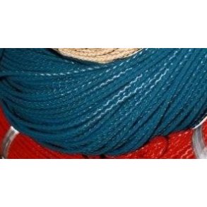 4mm okselæder snøre flettet-turkis