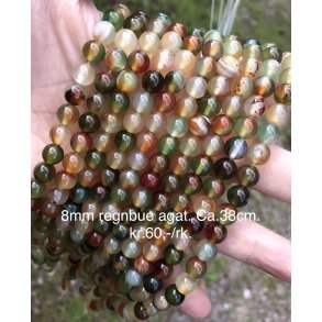 Agat regnbue 8mm. Ca.38cm. 
