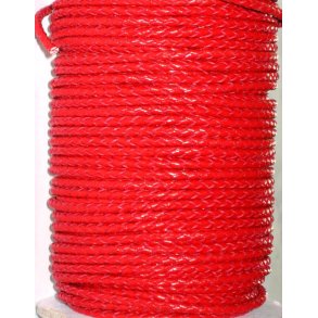 3mm okselæder snøre flettet-rød