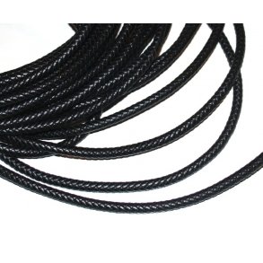8mm flettet okselædersnøre sort