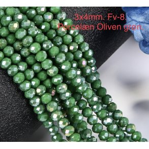 3x4mm. Ca.44cm. Facet krystal glas perle. Porcel�n fv-8. 