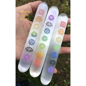 Selenit healing stav med Chakra 16cm. 