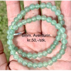 Aventurin armbnd. 4,6,8mm perle. 16-20cm. Frit valg.