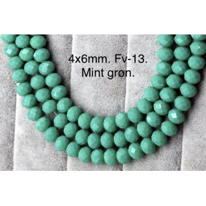 4x6mm. Ca.40cm. Facet krystal glas perle. Porcel�n farve-13