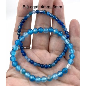 Bl Dragon agat armbnd. 4, 6mm perle. 16-20cm. Frit valg.