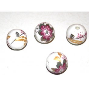 pc-1, Porcelænsperler m/motiv 12mm.