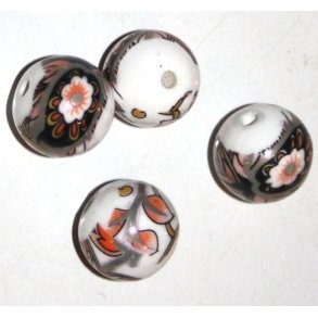 pc-4, Porcelænsperler m/motiv 14mm.