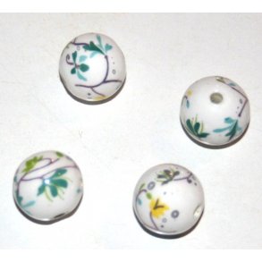 pc-5, Porcelænsperler m/motiv 14mmø.