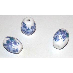 pc-13, Porcelænsperler m/motiv 12x18mm.