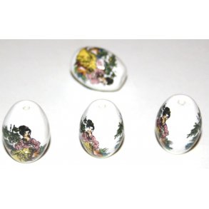 pc-15, Porcelænsperler m/motiv 12x18mm.