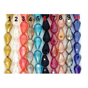 Facetperler, 10x16mm drbe i 10 farver