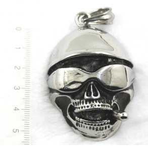 stål vedhæng - 44, dødningehoved, 45x55mm