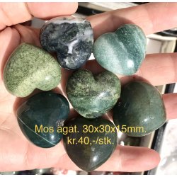 Mos agat hjerte  30x30x15mm.