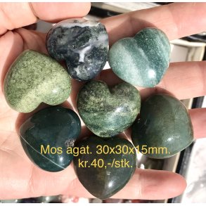 Mos agat hjerte  30x30x15mm.