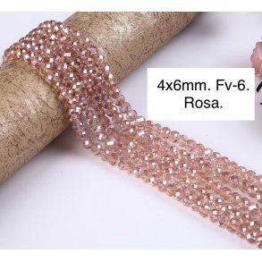 4x6mm. Facet krystal glas perle fv-6