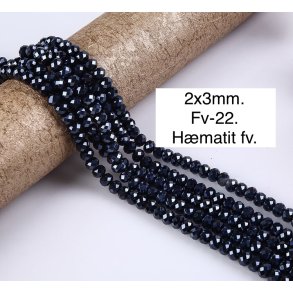 2x3mm. Facet krystal glas perle. Fv-22