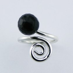 S925 sterling s&oslash;lv+sort agat ringe-34, str. 9, 10.