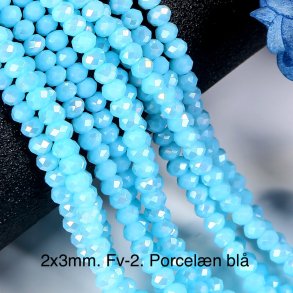 2x3mm. Facet krystal glas perle. Fv-2