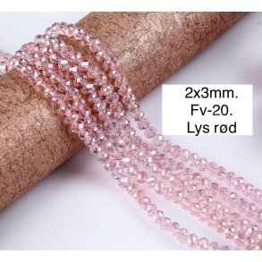2x3mm. Facet krystal glas perle. Fv-20. 