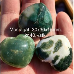 Mos agat hjerte  30x30x15mm.