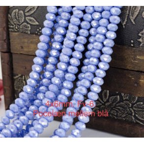 4x6mm. Ca.40cm. Facet krystal glas perle. Porcel�n farve-6