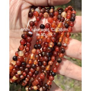 Silke agat perle.  6mm. Ca.38cm. 
