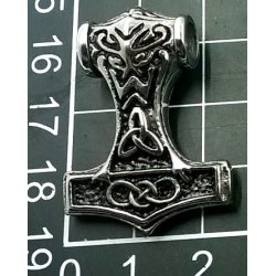 Thors hammer-9, 316L st&aring;l, str. 25x35mm.