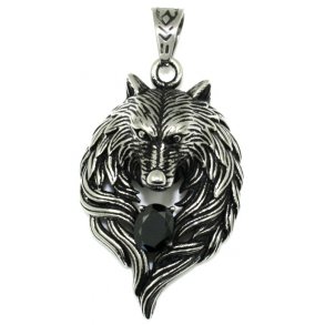 stål vedhæng-58, ulvehoved, 35x50mm