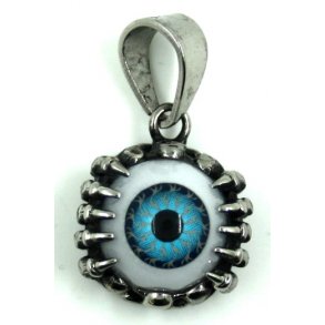 stål vedhæng-36, blå øje, 20x20mm