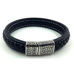 6x12mm, Herre armbnd-11 i sort lder med stl ls