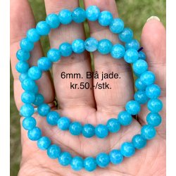 Bl jade armbnd. 4, 6, 8mm. 16-20cm. Frit valg. 
